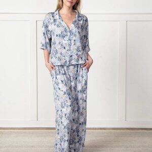 Printfresh Satin Wildest Dreams pajama set in Unicorn's Garden, silver